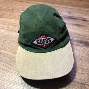 Vintage Guess USA Cotton Leather Green Hat